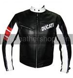 Ducati Mode Motorrad-Lederjacke Schwarz Weiß