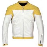 Gelbe und weiße Farbe Motorradrennen Lederjacke