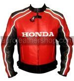 Honda Joe Rocket rot schwarz Motorrad-Lederjacke weißen Streifen