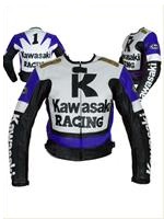 Kawasaki blau weiß schwarz Motorradrennen Jacke