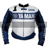 Yamaha 1 Joe Rocket Motorrad-Lederjacke blau weiße Farbe