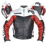 Yamaha R6 Motorrad-Lederjacke rot weiß schwarz