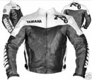 Yamaha R6 Schwarz-Weiß und Grau Farbe Motorrad Lederjacke