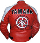 Yamaha roten und weißen Motorradfahren Lederjacke