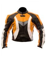 reiten Mode Motorrad-Lederjacke orange schwarz weiß