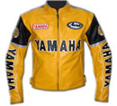 Yamaha moto veste en cuir jaune