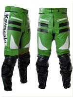Kawasaki Green White and Black Motorcycle Leather Trouser