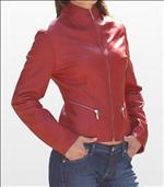 Ladies Stylish Red Soft Anline Leather Jacket