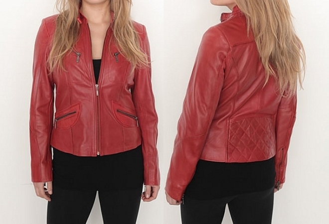 Clothing S Red Leather Jackets For Women