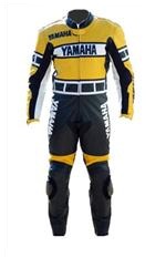 Yamaha one piece motorcycle leather suit yellow black colour
