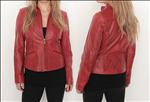 Damen rote Farbe weichen Anilin Leder Jacke