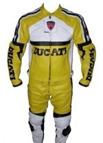 Ducati Lederkombi gelbe Farbe Weiß
