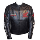 Honda Schwarz Motorradrennen Lederjacke