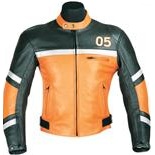 Orange und Schwarz 05 Motorrad Lederjacke