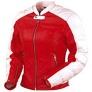 Rot und Weiß Farbe Damen Motorrad Lederjacke