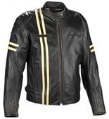 Schwarz Motorrad Jacke mit weißen Streifen
