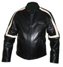 Schwarz Soft Anilinleder Jacke mit weißen Streifen