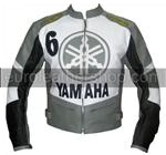Yamaha 6 Motorrad Lederjacke grau schwarz weiß