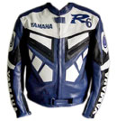 Yamaha R6 Blau und Weiß bike racing Lederjacke