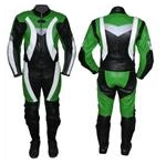ein 1 Stück Motorrad-Lederkombi grüne Farbe schwarz