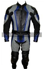 ein 1 Stück Motorrad-Lederkombi schwarz grau