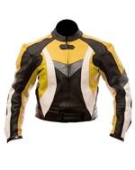reiten Mode Motorrad Lederjacke gelb schwarz weiß
