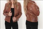 Mode pour dames veste en cuir aniline souple