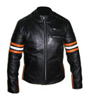 élégante veste en cuir souple noir